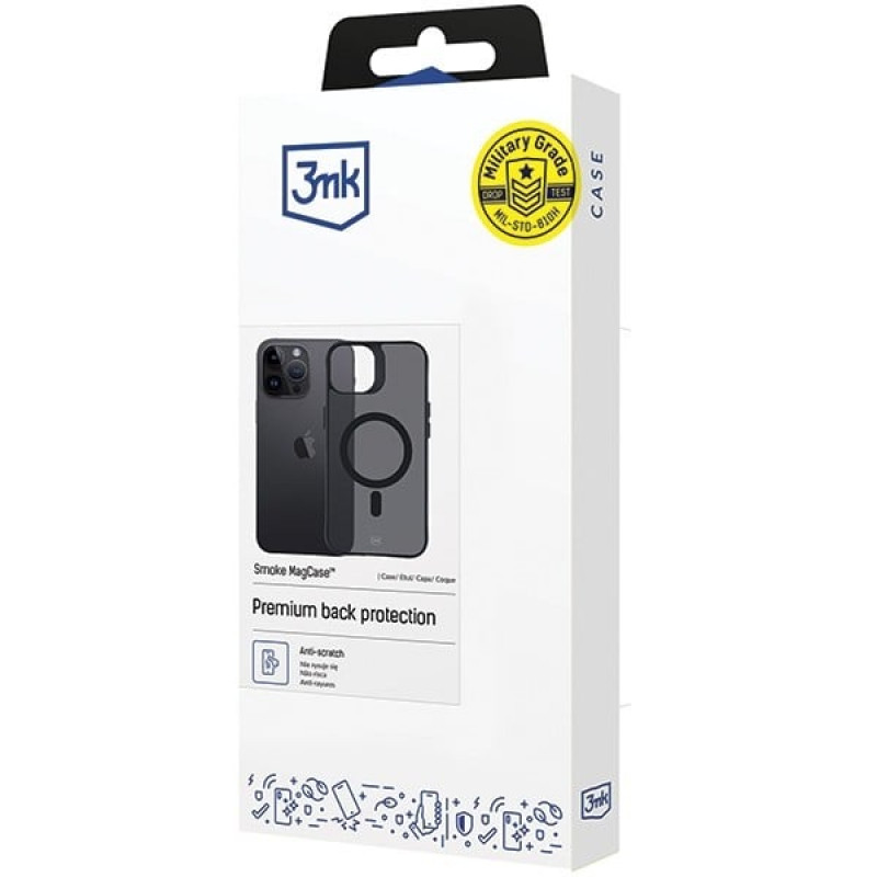 Custodia 3MK Smoke MagCase con MagSafe per Apple iPhone 14 Pro, semitrasparente