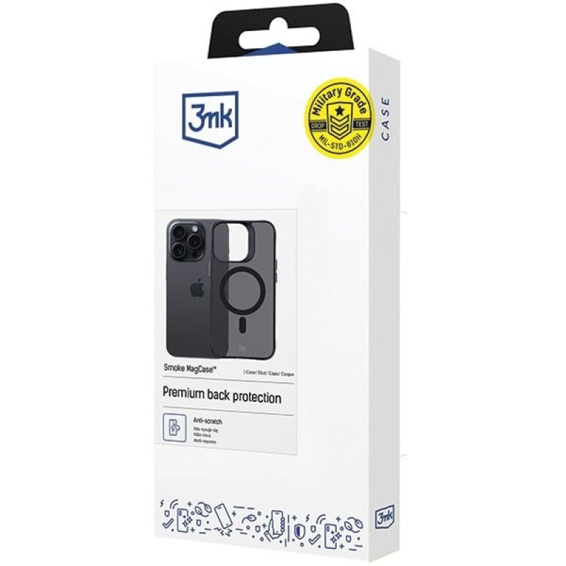 Custodia 3MK Smoke MagCase con MagSafe per Apple iPhone 15 Pro Max, semitrasparente (156061-0)