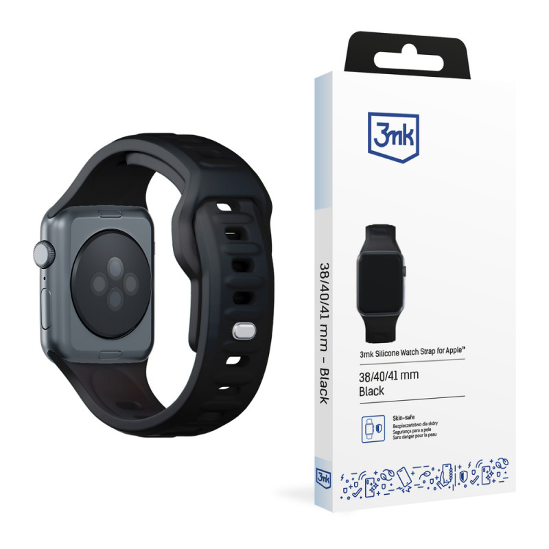Cinturino in silicone 3mk per Apple Watch 38/40/41 mm, nero