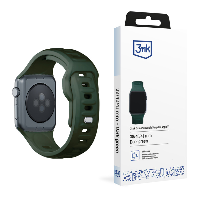 Cinturino in silicone 3mk per Apple Watch 38/40/41 mm, verde scuro