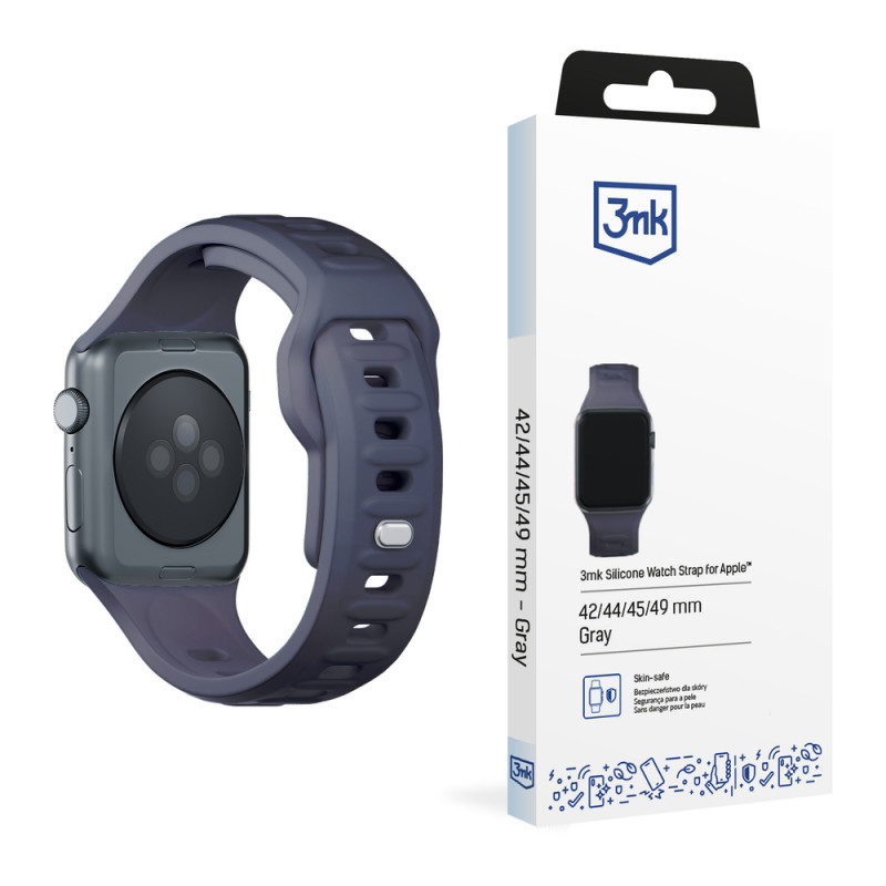 Cinturino in silicone 3mk per Apple Watch 42/44/45/49 mm, grigio