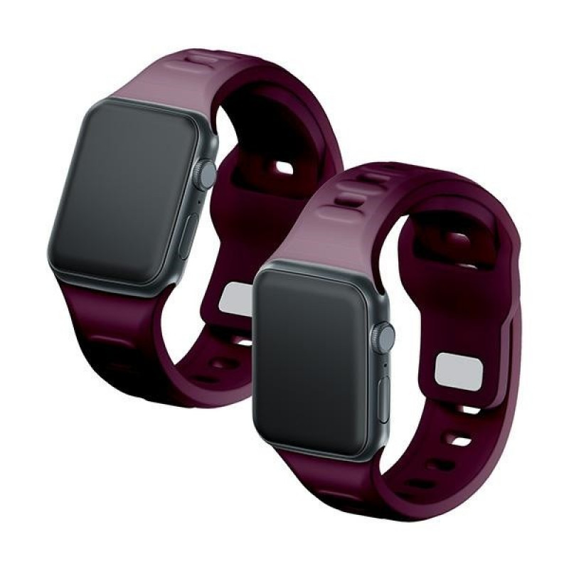 Cinturino in silicone 3mk per Apple Watch 42/44/45/49 mm, gelso / bordeaux