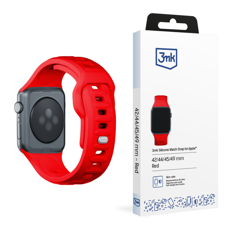 Cinturino in silicone 3mk per Apple Watch 42/44/45/49 mm, rosso