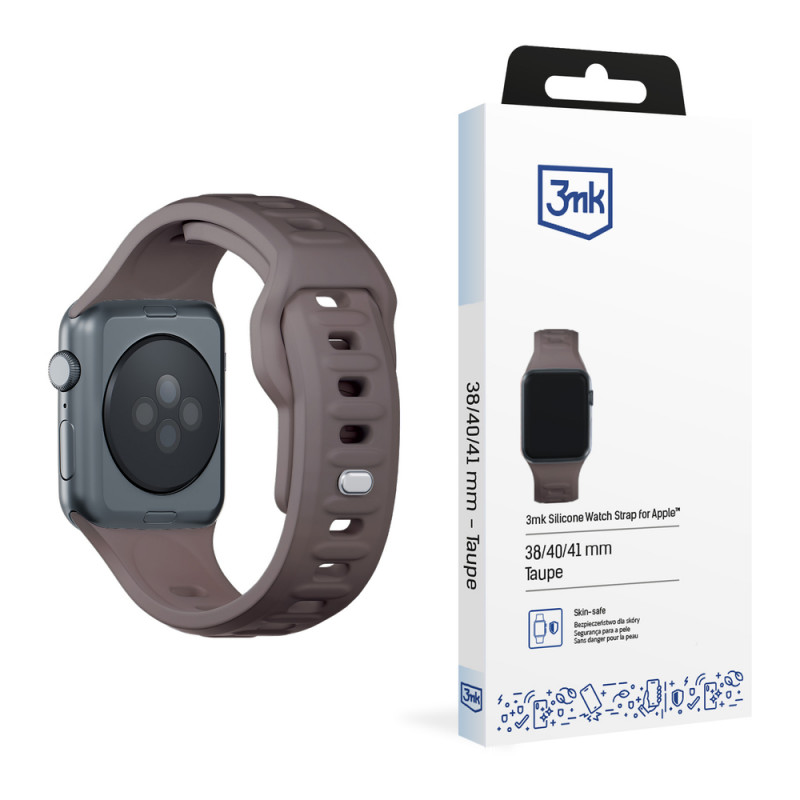Cinturino in silicone 3mk per Apple Watch 42/44/45/49 mm, tortora
