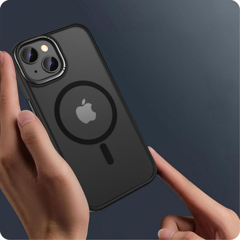 Custodia Tech-Protect MagMat 2 MagSafe per Apple iPhone 15, nero opaco