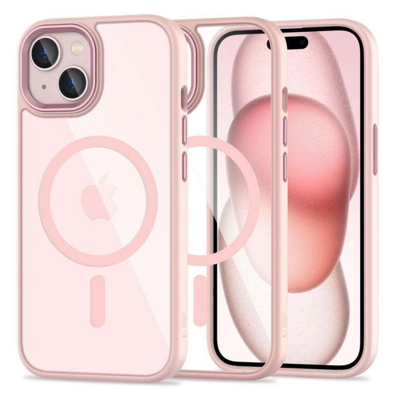Custodia Tech-Protect MagMat MagSafe per Apple iPhone 15, rosa/trasparente