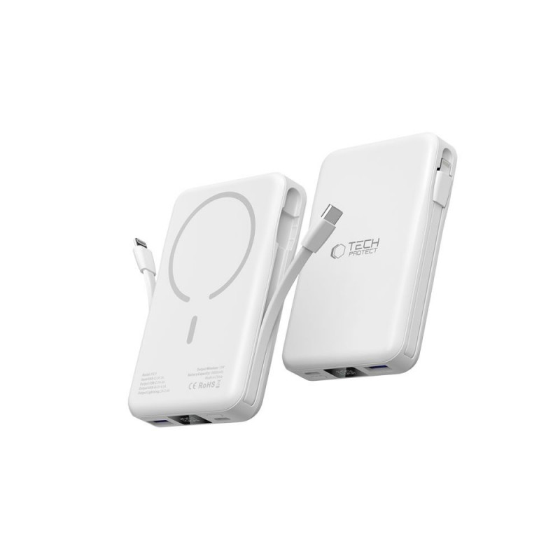 Tech-Protect PB31 LifeMag power bank MagSafe 10000 mAh, 15 W, bianca