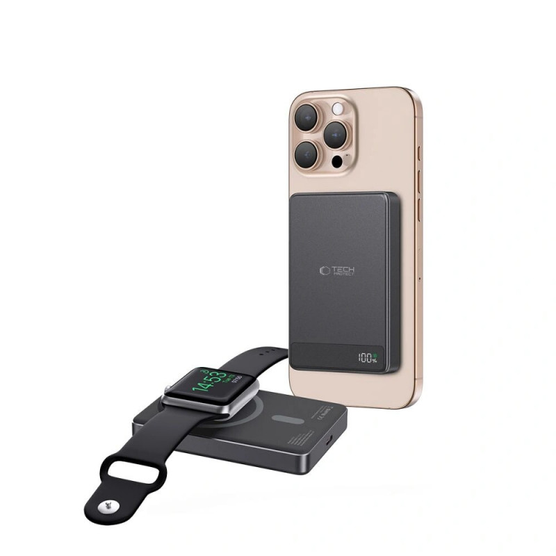 Tech-Protect PB33 LifeMag power bank MagSafe 5000 mAh, 15 W, nero