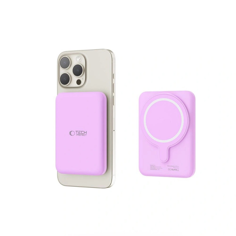 Tech-Protect PB10 LifeMag power bank MagSafe 5000 mAh, 15 W, lilla