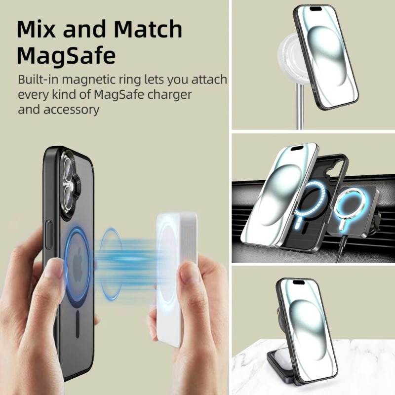 Custodia Tech-Protect MagMat MagSafe per Apple iPhone 16, nero opaco