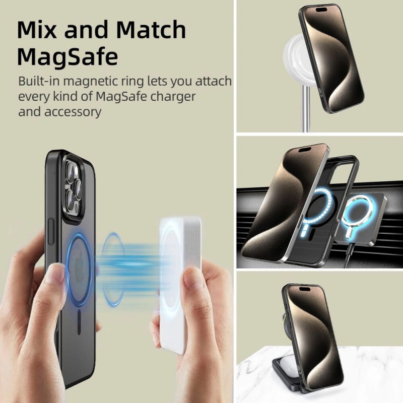 Custodia Tech-Protect MagMat MagSafe per Apple iPhone 16 Pro Max, nero opaco
