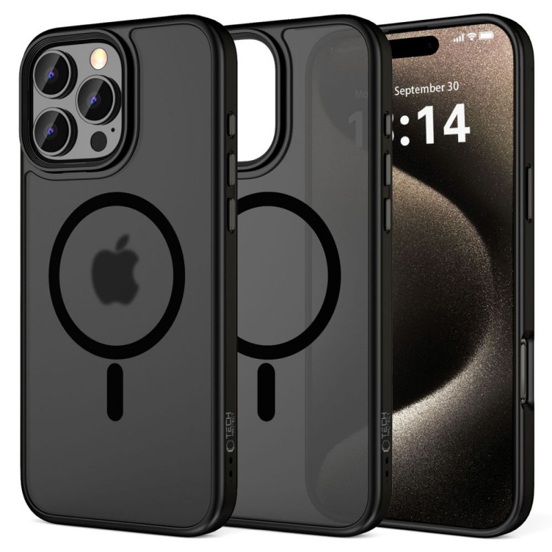 Custodia Tech-Protect MagMat MagSafe per Apple iPhone 16 Pro, nero opaco