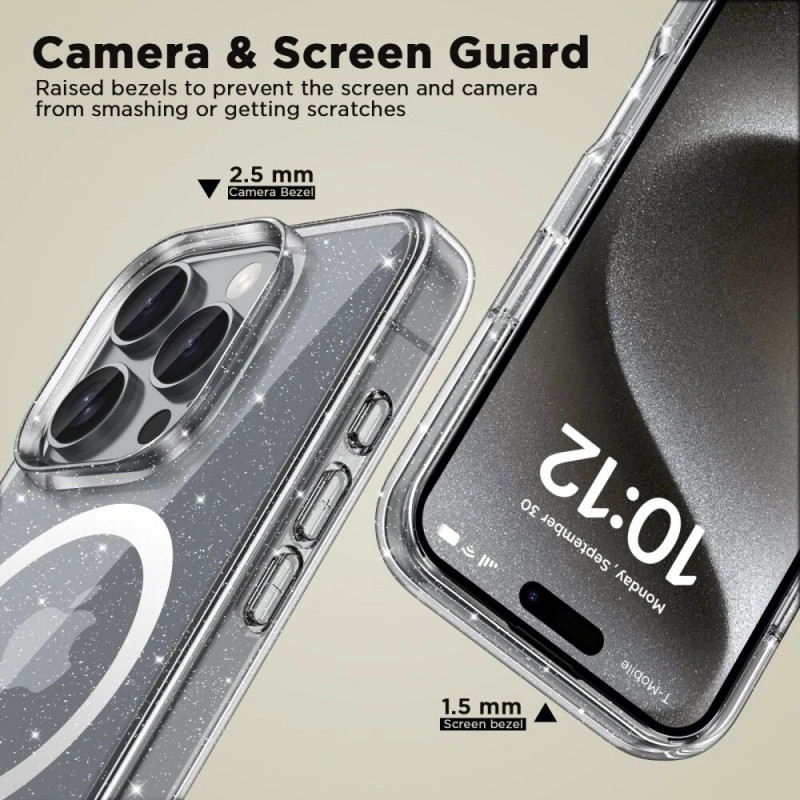 Custodia Tech-Protect Flexair Hybrid MagSafe per Apple iPhone 16 Pro Max, glitter