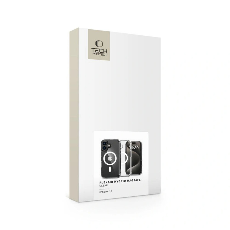 Custodia Tech-Protect Flexair Hybrid MagSafe per Apple iPhone 16, trasparente
