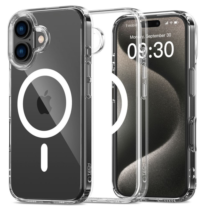 Custodia Tech-Protect Flexair Hybrid MagSafe per Apple iPhone 16 Plus, trasparente