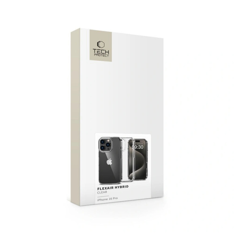 Custodia Tech-Protect Flexair Hybrid per Apple iPhone 16 Pro, trasparente