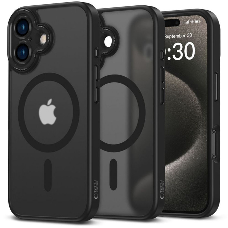 Custodia MagSafe Tech-Protect MagCam per Apple iPhone 16, nero opaco
