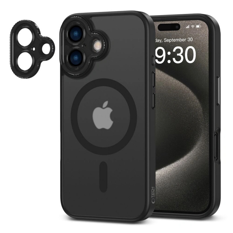 Custodia MagSafe Tech-Protect MagCam per Apple iPhone 16, nero opaco