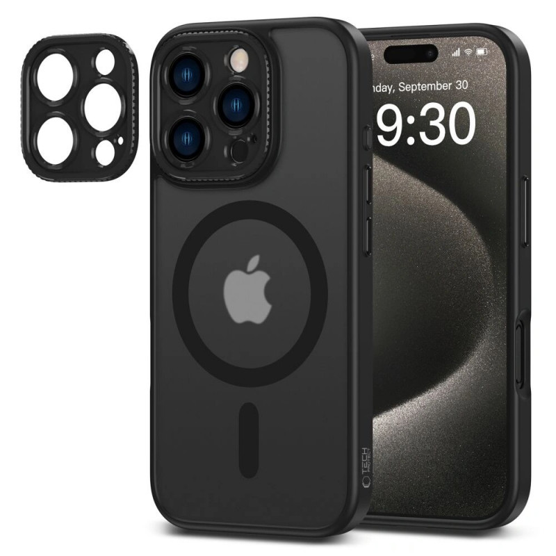 Custodia MagSafe Tech-Protect MagCam per Apple iPhone 16 Pro Max, nero opaco