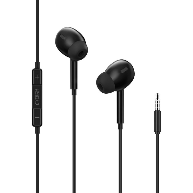 Cuffie con filo Tech-Protect Ultraboost Core G3 Mini Jack 3.5 mm, nere