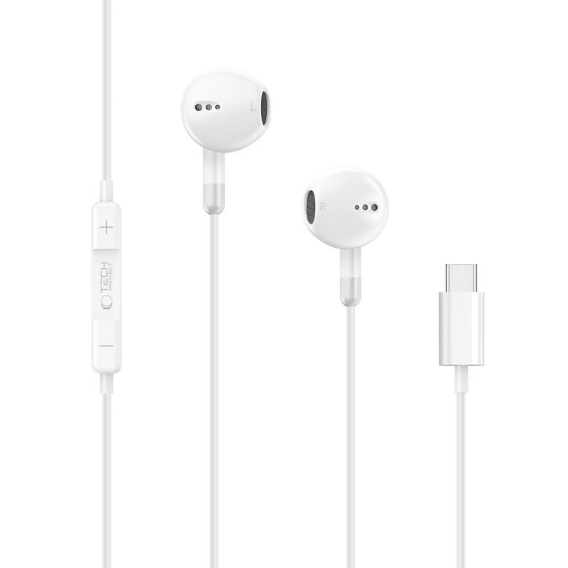 Cuffie con filo Tech-Protect Ultraboost Core G4 USB-C, bianche