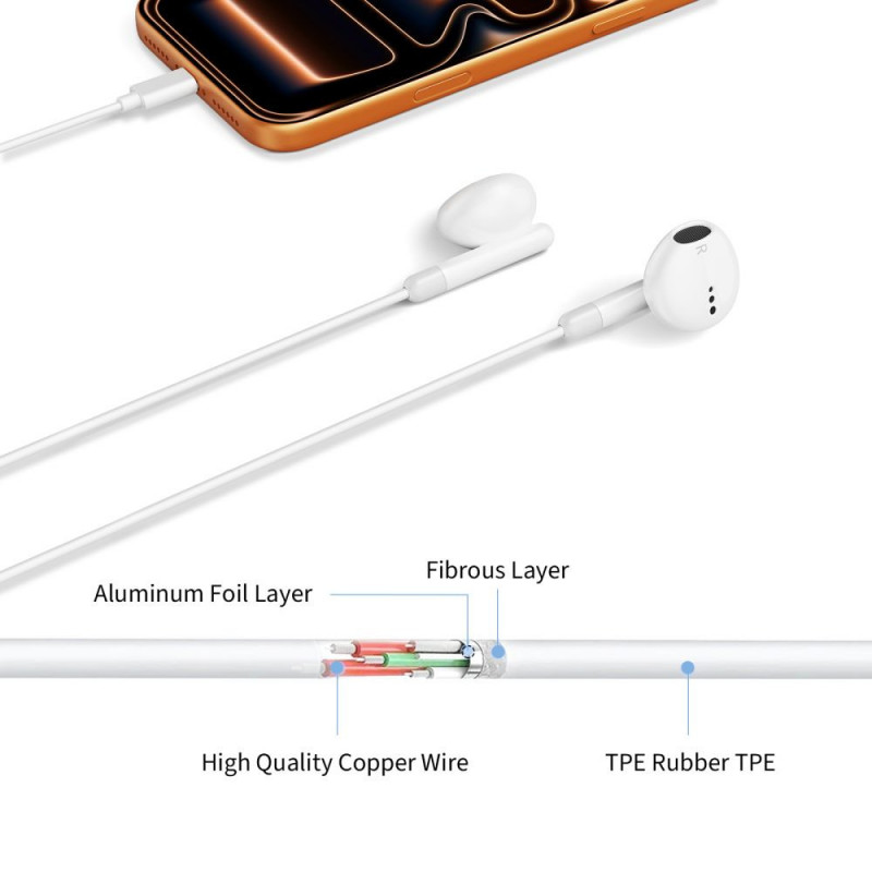 Cuffie con filo Tech-Protect Ultraboost Core G4 USB-C, bianche