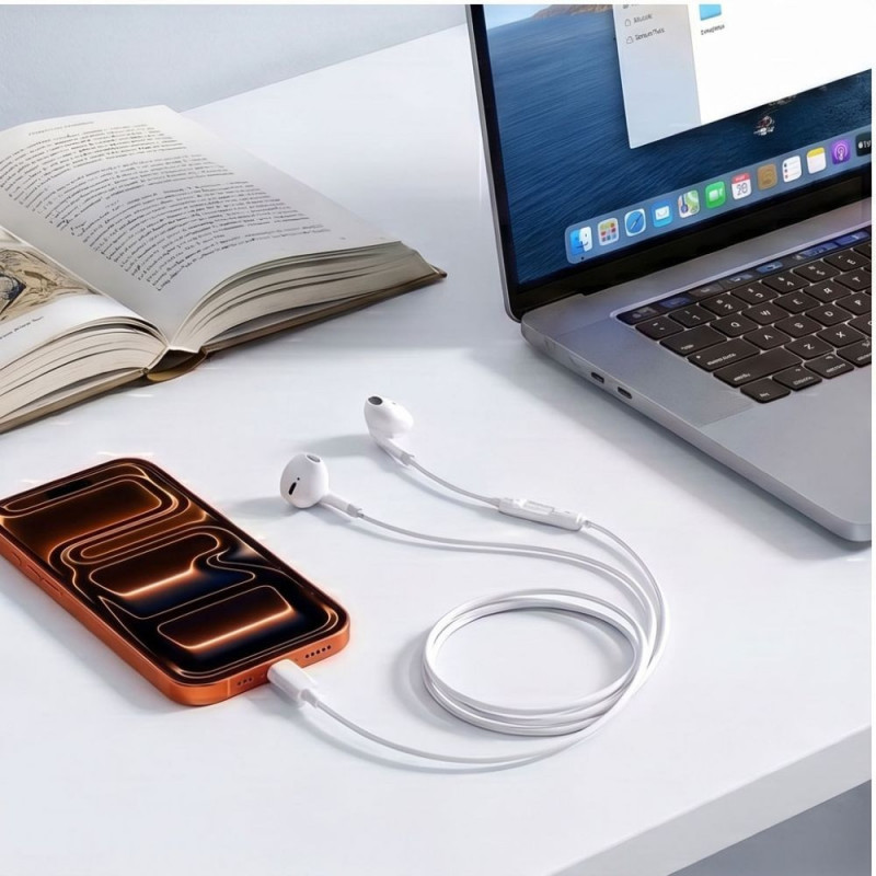 Cuffie con filo Tech-Protect Ultraboost Core G4 USB-C, bianche