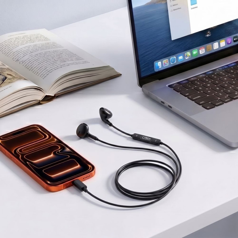 Cuffie con filo Tech-Protect Ultraboost Core G4 USB-C, nere