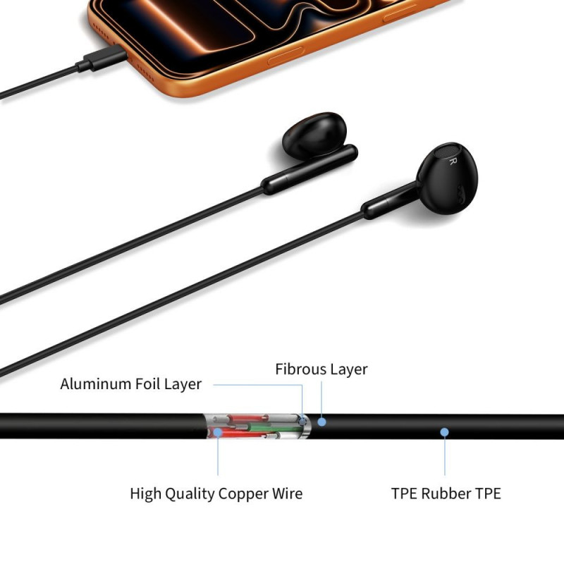 Cuffie con filo Tech-Protect Ultraboost Core G4 Mini Jack 3.5 mm, nere