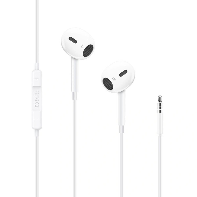 Cuffie con filo Tech-Protect Ultraboost Core G2 Mini Jack 3.5 mm, bianche