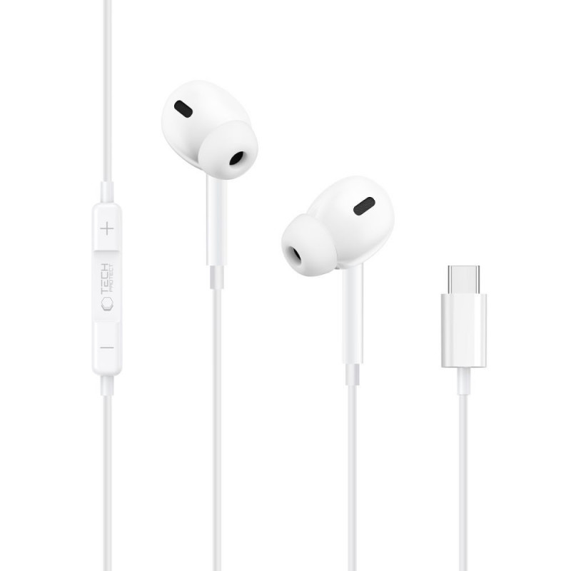 Cuffie con filo Tech-Protect Ultraboost Core G3 USB-C, bianche