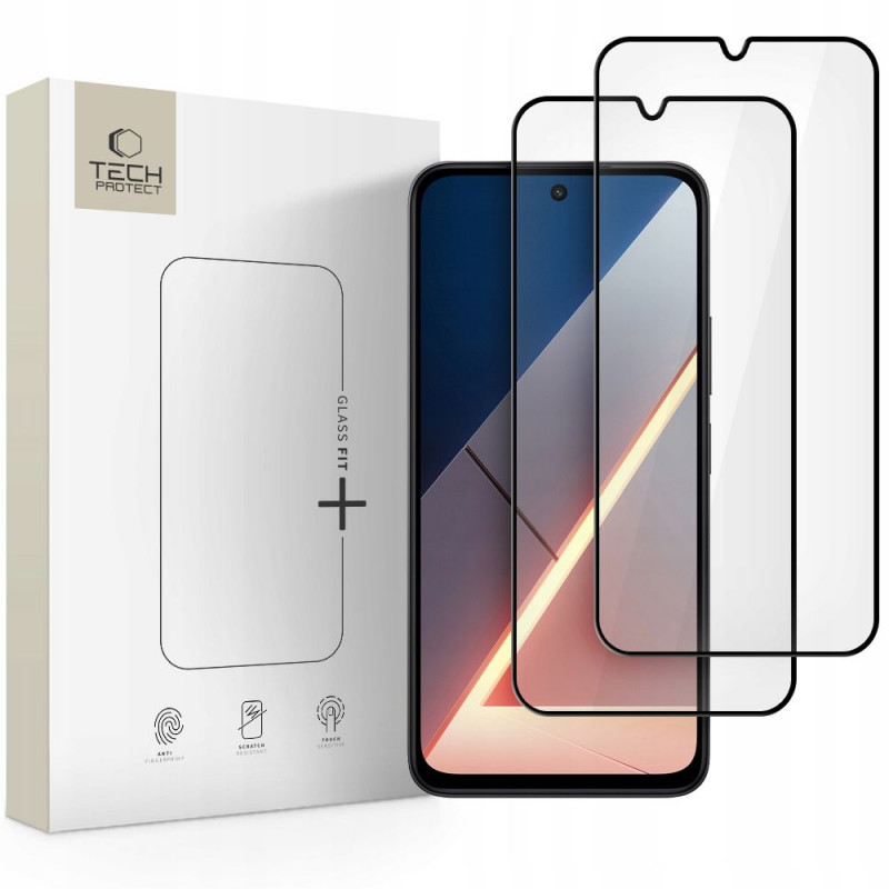 Tech-Protect Glass Fit+ Vetro temperato per Xiaomi Poco M7, nero (2 pz)