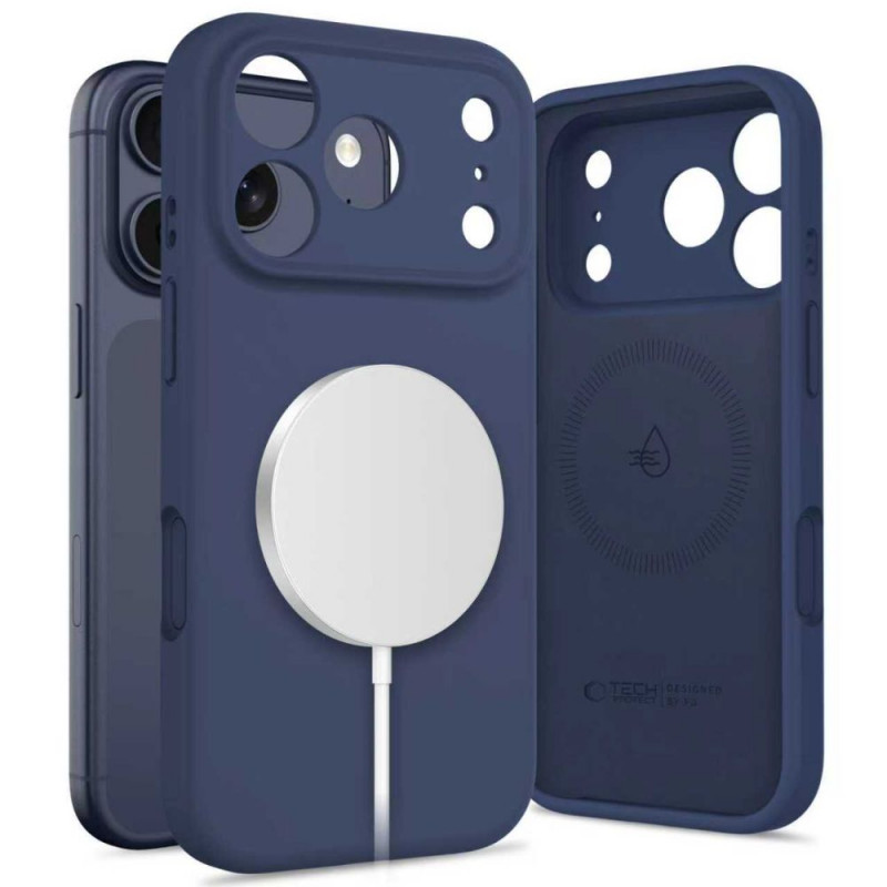 Custodia in silicone MagSafe Tech-Protect per Apple iPhone 17 Pro, Deep Blue