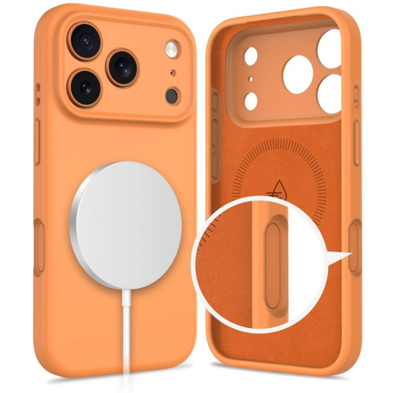 Custodia in silicone MagSafe Tech-Protect per Apple iPhone 17 Pro, arancione cosmico