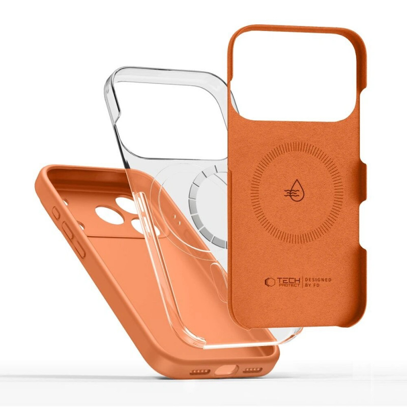 Custodia in silicone MagSafe Tech-Protect per Apple iPhone 17 Pro, arancione cosmico