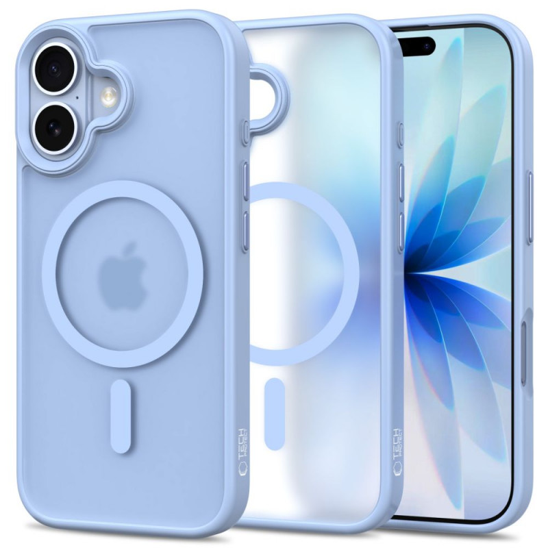 Custodia Tech-Protect MagMat MagSafe per Apple iPhone 17, blu nebbia opaco