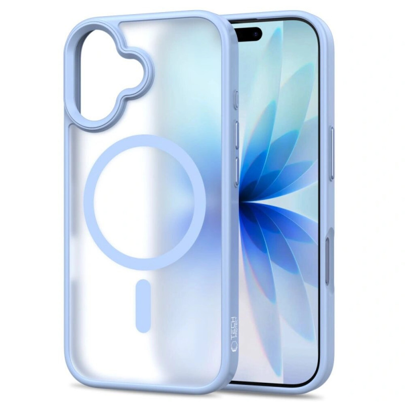 Custodia Tech-Protect MagMat MagSafe per Apple iPhone 17, blu nebbia opaco