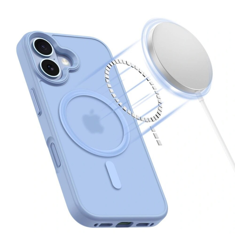 Custodia Tech-Protect MagMat MagSafe per Apple iPhone 17, blu nebbia opaco