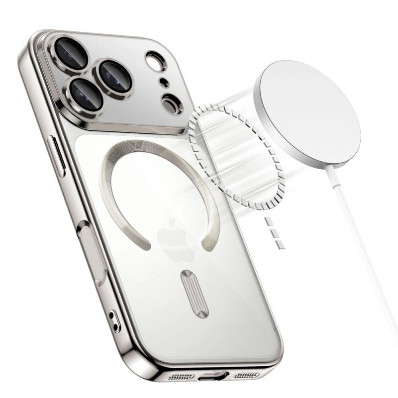 Custodia MagSafe Tech-Protect MagFlex per Apple iPhone 17 Pro, argento brillante