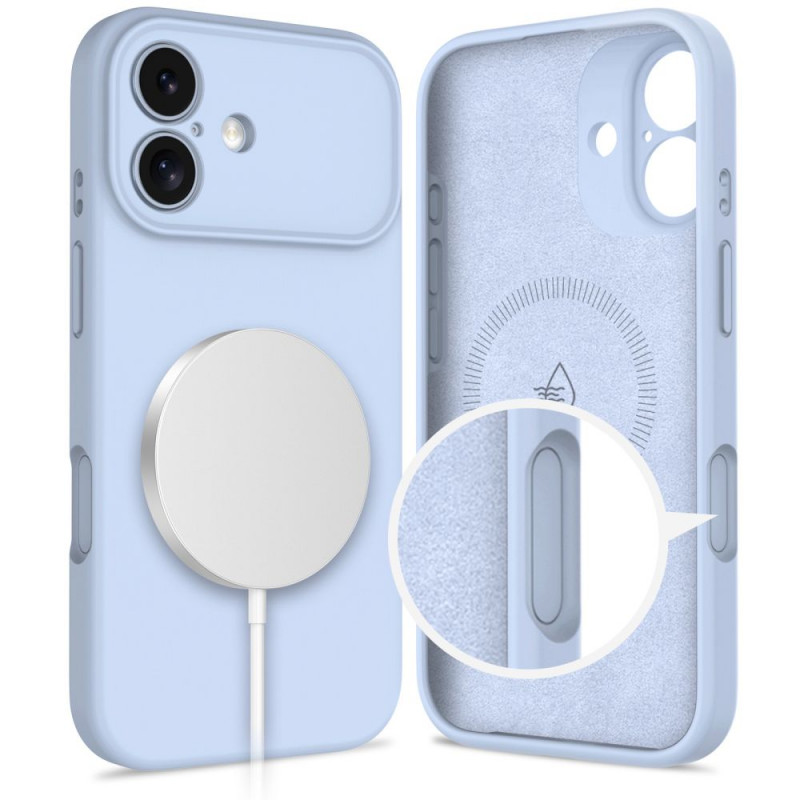 Custodia in silicone MagSafe Tech-Protect per Apple iPhone 17, blu nebbia