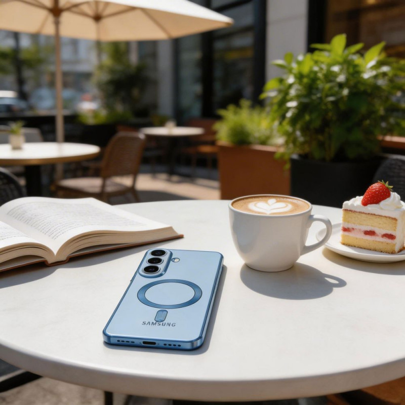 Custodia MagSafe Tech-Protect Magflex per Samsung Galaxy S26, azzurro cielo