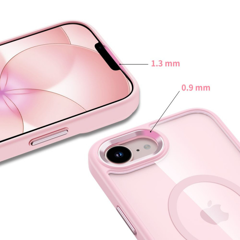 Custodia Magmat MagSafe Tech-Protect per Apple iPhone 16e / 17e, rosa tenue/trasparente