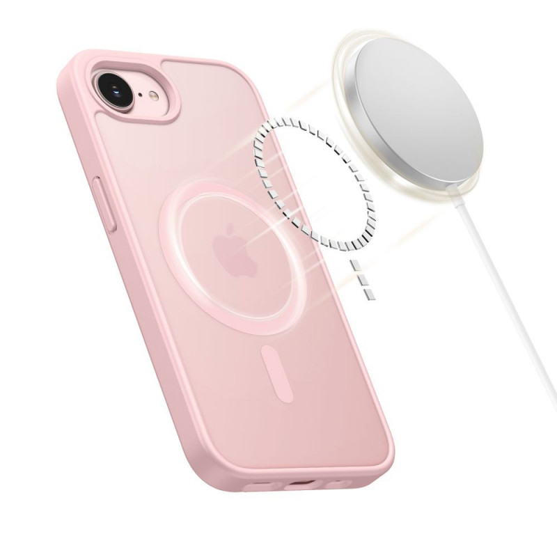 Custodia MagSafe Tech-Protect BasicMag per Apple iPhone 16e / 17e, rosa tenue opaco