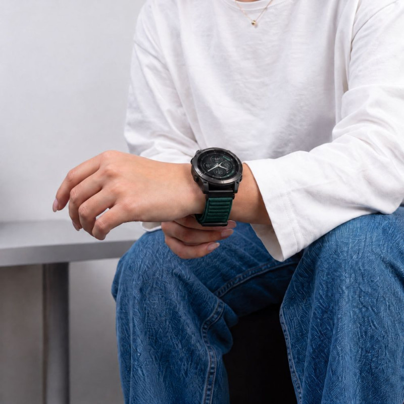 Cinturino per orologio Tech-Protect NylonLoop Garmin Fenix 5X / 5X Plus / 6X / 6X Pro / 7X / 8 / 8 Pro / 9 / 9 Pro (51 mm), verde militare