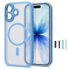 Custodia Tech-Protect MagPeak MagSafe CC per Apple iPhone 17, blu nebbia opaco