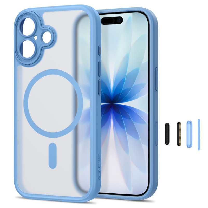Custodia Tech-Protect MagPeak MagSafe CC per Apple iPhone 17, blu nebbia opaco