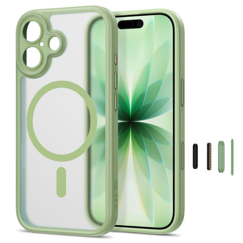 Custodia Tech-Protect MagPeak MagSafe CC per Apple iPhone 17, verde salvia opaco