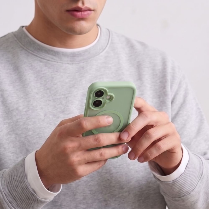 Custodia Tech-Protect MagPeak MagSafe CC per Apple iPhone 17, verde salvia opaco