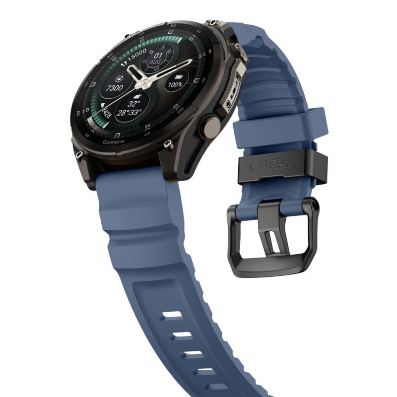 Cinturino per orologio Tech-Protect Motion Garmin Fenix 5X / 5X Plus / 6X / 6X Pro / 7X / 8 / 8 Pro / 9 / 9 Pro (47 mm), blu nautico