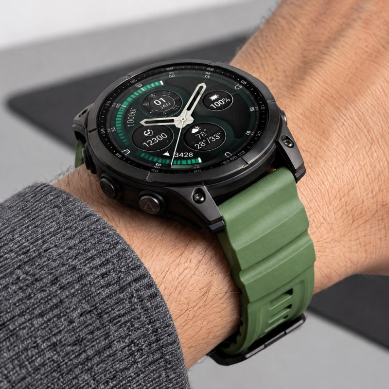 Cinturino per orologio Tech-Protect Motion Garmin Fenix 5X / 5X Plus / 6X / 6X Pro / 7X / 8 / 8 Pro / 9 / 9 Pro (47 mm), verde militare